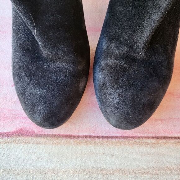 & Other Stories Black Suede Leather Buckle Block Heel Ankle Booties Women's 9US - Picture 4 of 11